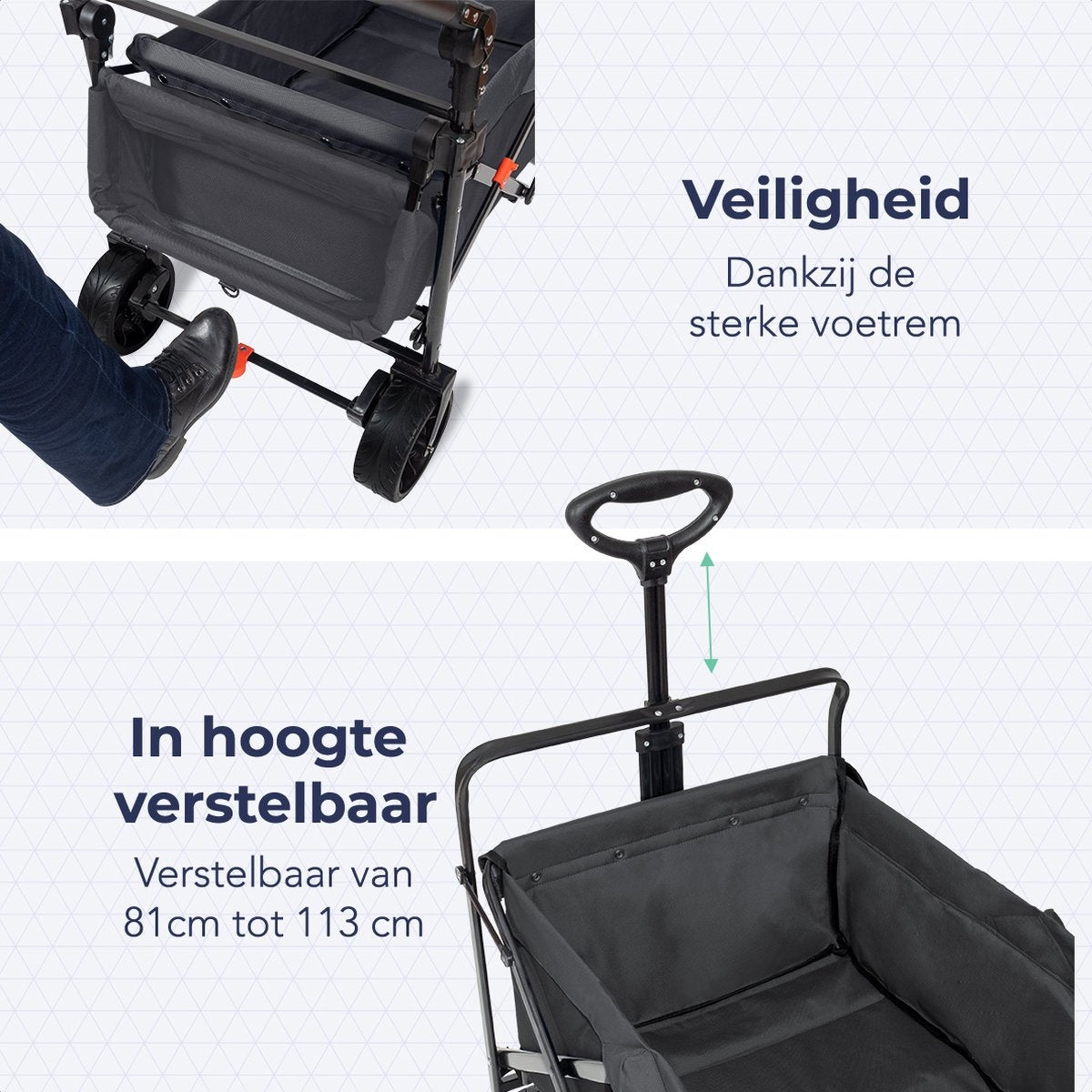 LifeGoods Bolderkar - Opvouwbaar - Tot 120KG - 90L - Wasbaar Polyester - 120x80cm - Grijs