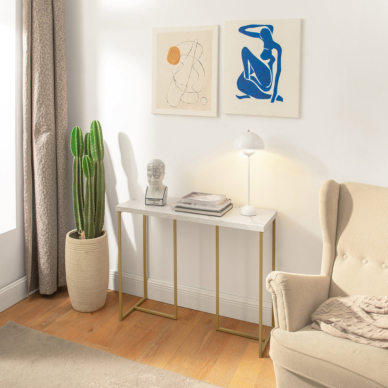 SoBuy Bijzettafel - Hoogwaardig - Ijzeren Frame -100 x 40 x 80 cm