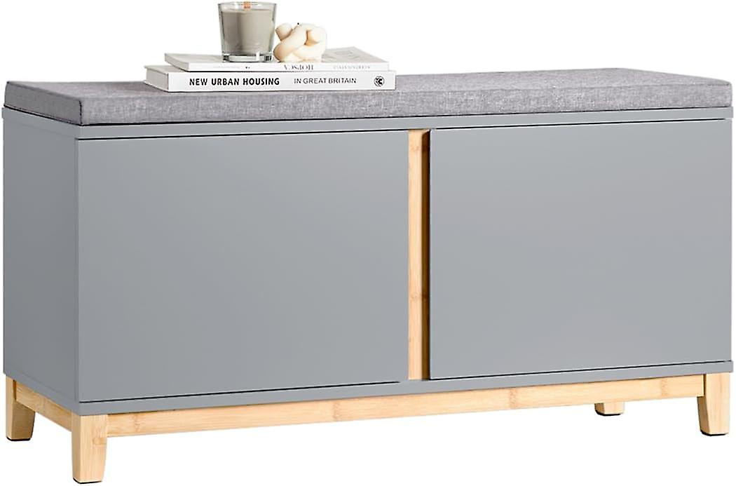 SoBuy Schoenenkast - FSR117-HG - MDF & Bamboo - Max. 150Kg - 90x34x47cm - Grijs