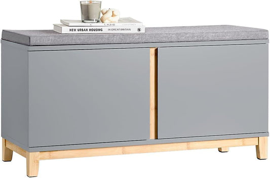 SoBuy Schoenenkast - FSR117-HG - MDF & Bamboo - Max. 150Kg - 90x34x47cm - Grijs