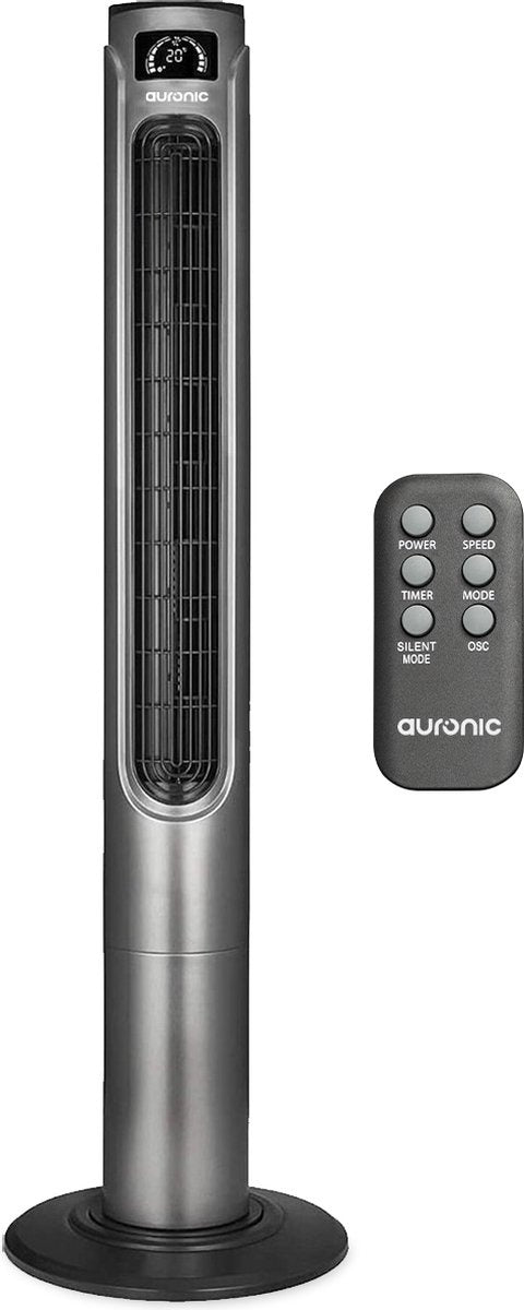 Auronic Torenventilator - Staande Ventilator met Afstandbediening - Timer - 55W - 45dB - 118cm - Donkergrijs