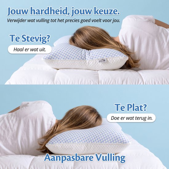 Ella Moon Hoofdkussen Memory Foam - Kussen 50x70 CM - Afstelbaar Traagschuim Nekkussen voor Zij- en Rugslapers - Ergonomisch en Orthopedisch: Vermindert Nekklachten