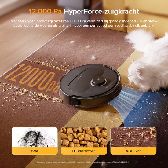 Roborock Qrevo S5V-Robotstofzuiger met dock-12000 Pa zuigkracht-FlexiArm-dweilen-Reactief obstakel vermijden-Dubbele anti-klitfunctie-Warmeluchtdroging-Obstakelvermijding en slimme navigatie-Zwart