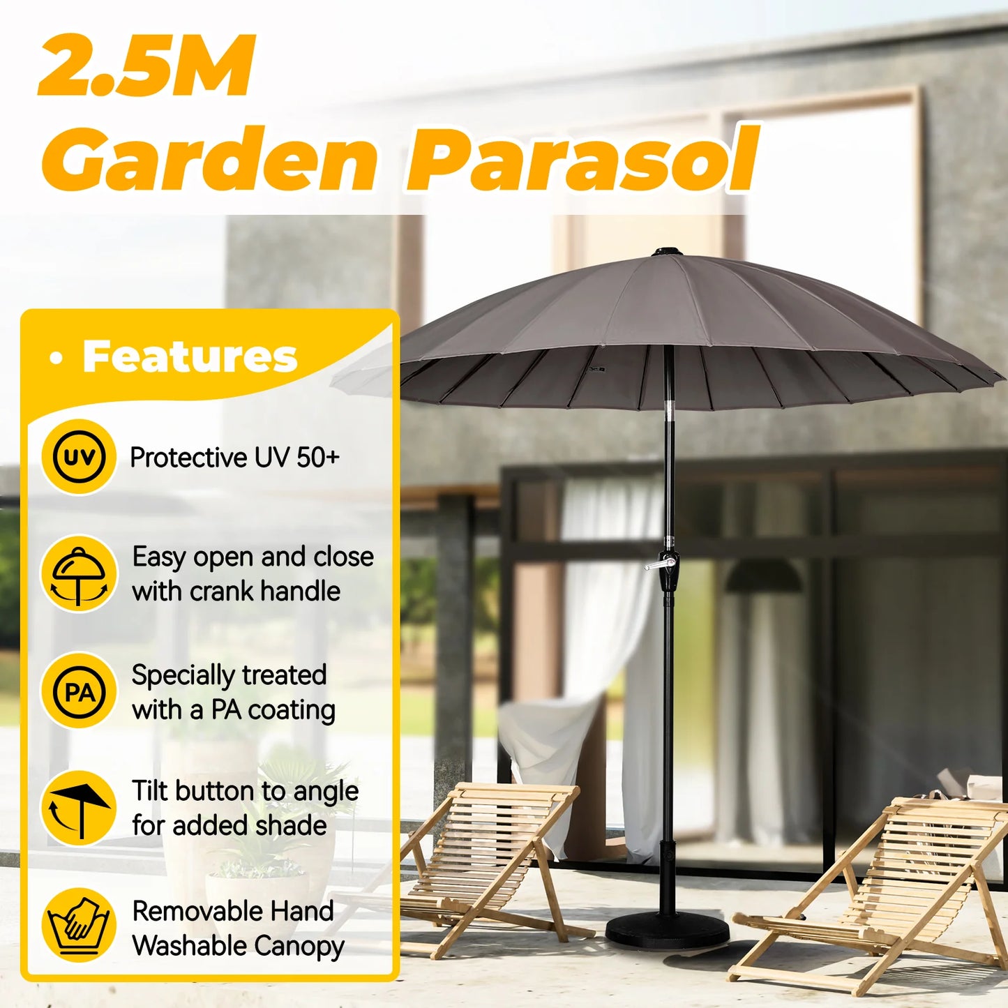 Angel Living 250 cm Kantelbare Tuinparasol Appelgroen – Handslinger, UV-bescherming, Aluminium Frame