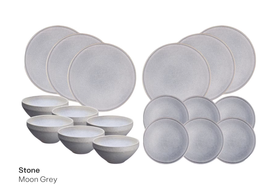 Bjorn Servies - The Essentials Service STONE - 18 pieces - Moon grey