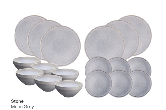 Bjorn Servies - The Essentials Service STONE - 18 pieces - Moon grey