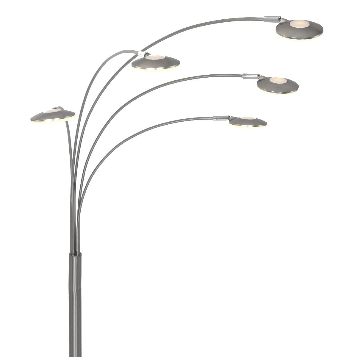 Vloerlamp Synna 1327ST – Draaibaar, dimbare LED booglamp van staal en glas, Modern design, Mexlite, met 5 lichtbronnen (4.5W) en snoer van 235 cm