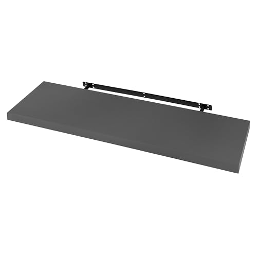 Woltu Zwevende Wandplank RG9317dgr - Houten Wandplank Donkergrijs - 100 x 22,9 x 3,8 cm