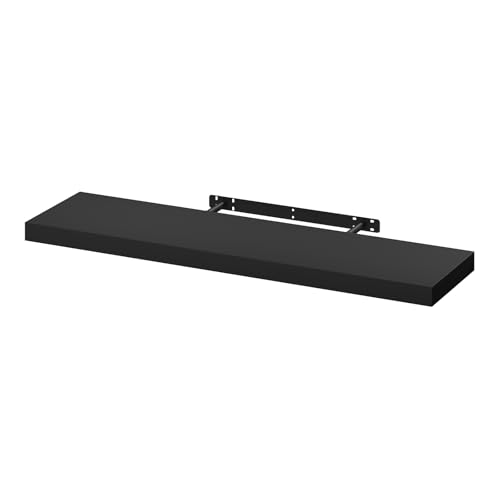 Woltu Zwevende Wandplank RG9370sz - MDF Zwart - 90x22x3,8 cm