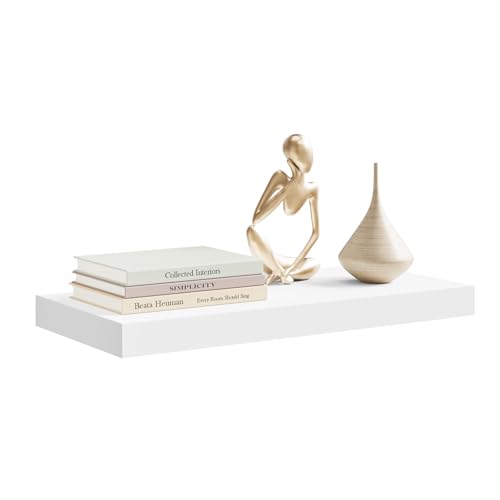 Woltu Zwevende Wandplank - Houten Plank - Wit - 50 cm
