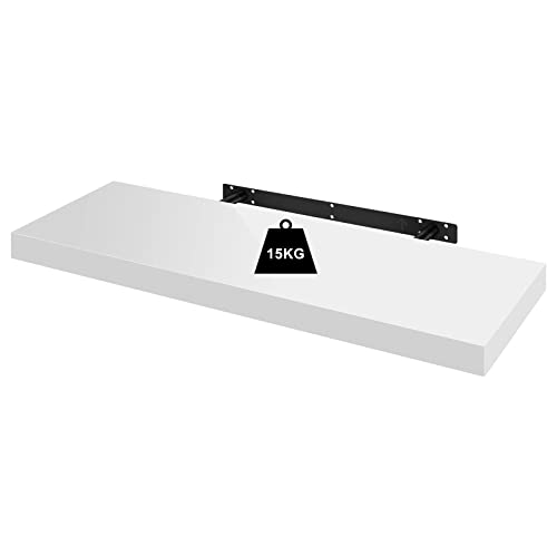 Woltu Zwevende Wandplank Hoogglans Wit 90x22,9x3,8 cm