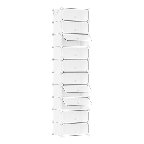 Woltu Schoenenkast met 10 Compartimenten Wit 40 x 30 x 170 cm