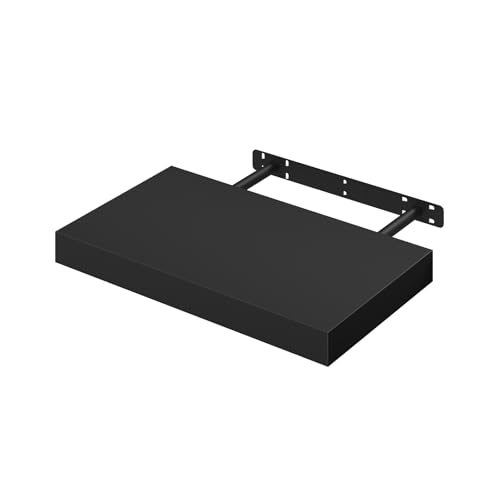 Woltu Zwevende Wandplank RG9372sz - Houten Wandrek Zwart - 40x23x3,8 cm - Voor Woonkamer, Slaapkamer en Keuken