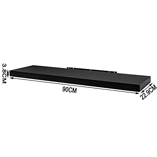 Woltu Zwevende Wandplank Zwart 90 x 22,9 x 3,8 cm voor Woonkamer en Kantoor