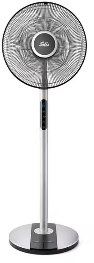 Solis Step & Chill Statiefventilator - Stille Ventilator (24–54 dB) - 6 Snelheden - Horizontale & Verticale Oscillatie - Staand - 133 cm Hoog - Afstandsbediening - Zilver