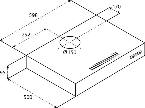Inventum AKO6015ZWA onderbouw afzuigkap 60 cm - Afzuigcapaciteit 350 m3/h - Geschikt voor grote keuken - 3 standen - Ledspots - Luchtafvoer en recirculatie - Zwart