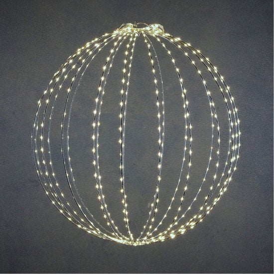 Luca Lighting Kerstverlichting Bal met Klassiek Witte LED Lampjes - Ø50 cm - Zilver