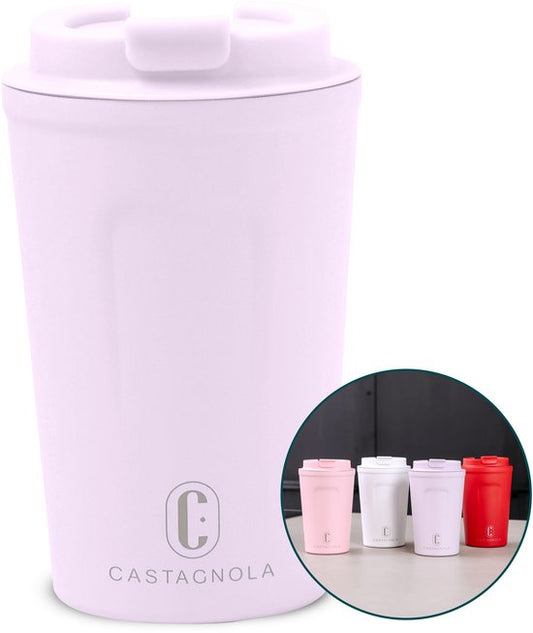 Castagnola Thermosbeker - Koffiebeker To Go - Reismok voor Koffie en Thee - Theemok - 380 ML - RVS - Paars