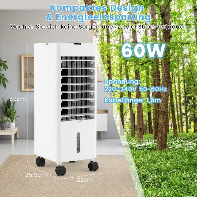 Coast 3-in-1 Luchtkoeler met Ventilator en Luchtbevochtiger - 2,8L Watertank - Stil 44dB - 59x22x25,5cm - Grijs