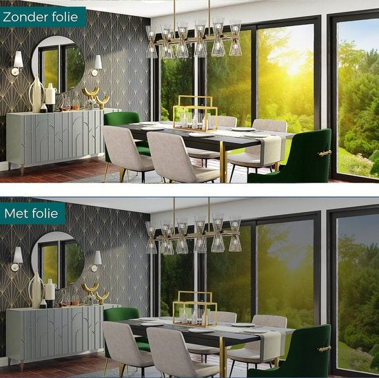Homewell Zonwerende HR Raamfolie 120x300cm - Statisch Isolerende folie met Spiegeleffect - Zwart (incl. Rakel)