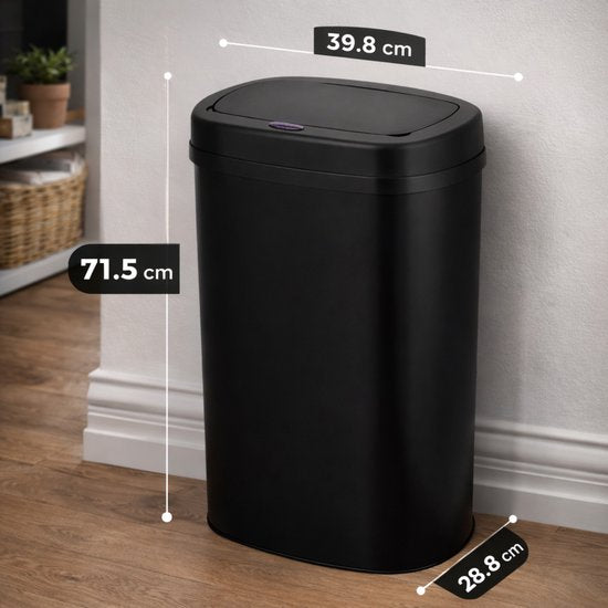 Bayt Prullenbak - Prullenbak 60 Liter - Prullenbak met Sensor - Vuilnisbak - Afvalbak - Metaal - Zwart