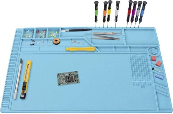 Velleman Silicone soldeermat, 550 x 350 mm, blauw
