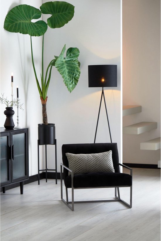 Light & Living Cilinder lampenkap Livigno - Zwart - Ø50x38cm - Modern