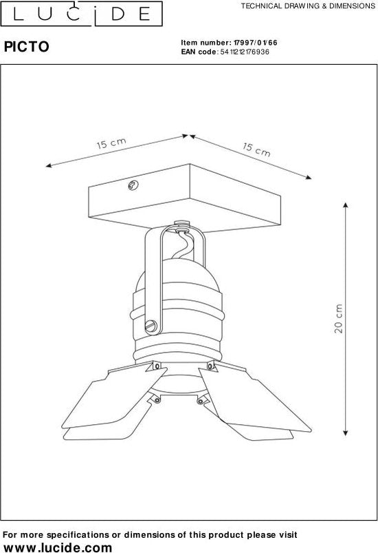Lucide PICTO - Plafondspot Kinderkamer - 1xGU10 - Roze
