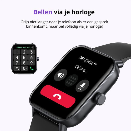 Maoo Boost 2 Smartwatch Dames & Heren – Volledige Belfunctie, WhatsApp & App-Notificaties – Hartslag, SpO₂, Slaapmonitor – Stappenteller, Calorieënteller – Multisport – IP68 Waterdicht – Android & iOS – Zwart