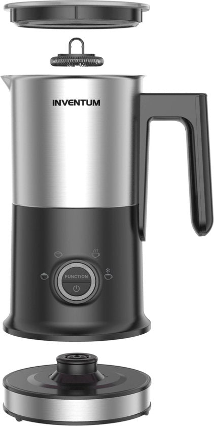 Inventum MK352S - Elektrische melkopschuimer - 115/240 ml - Warm/koud opschuimen - Verwarmen - PFAS vrij - Antikleeflaag - Zwart/RVS