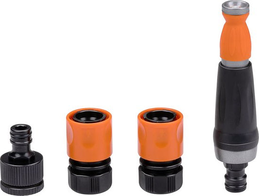 BLACK+DECKER Tuinslangkoppelingen Set van 4 - Tuinslangkoppelingen/ 2x Waterstop/ Tussenstuk - Zwart/ Oranje