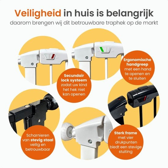 Goliving Traphekje Zonder Boren - Klembevestiging - Klemmodel - Uitbreidbaar - Metaal - 78 t/m 93 cm - Wit