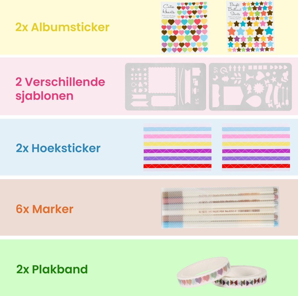 Saaf Scrapbook set - Incl. accessoires - Scrapbooking Plakboek - Fotoboek / Gastenboek - Zwart