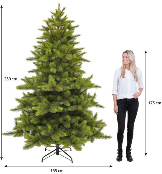 Triumph Tree Wyoming Kerstboom Serie - Kerstversiering voor in Huis met Volle Dennentakjes - Kunstboom met Realistische PVC Hardneedle Naalden - Groene Spar - H230 x Ø165 cm