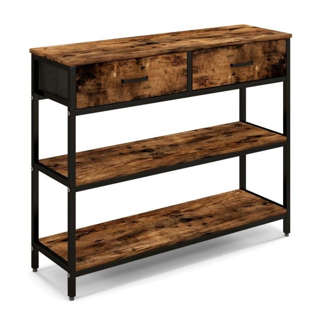Coast Consoletafel met 2 Stoffen Laden - 100 cm - Metalen Frame - Kantelbeveiliging