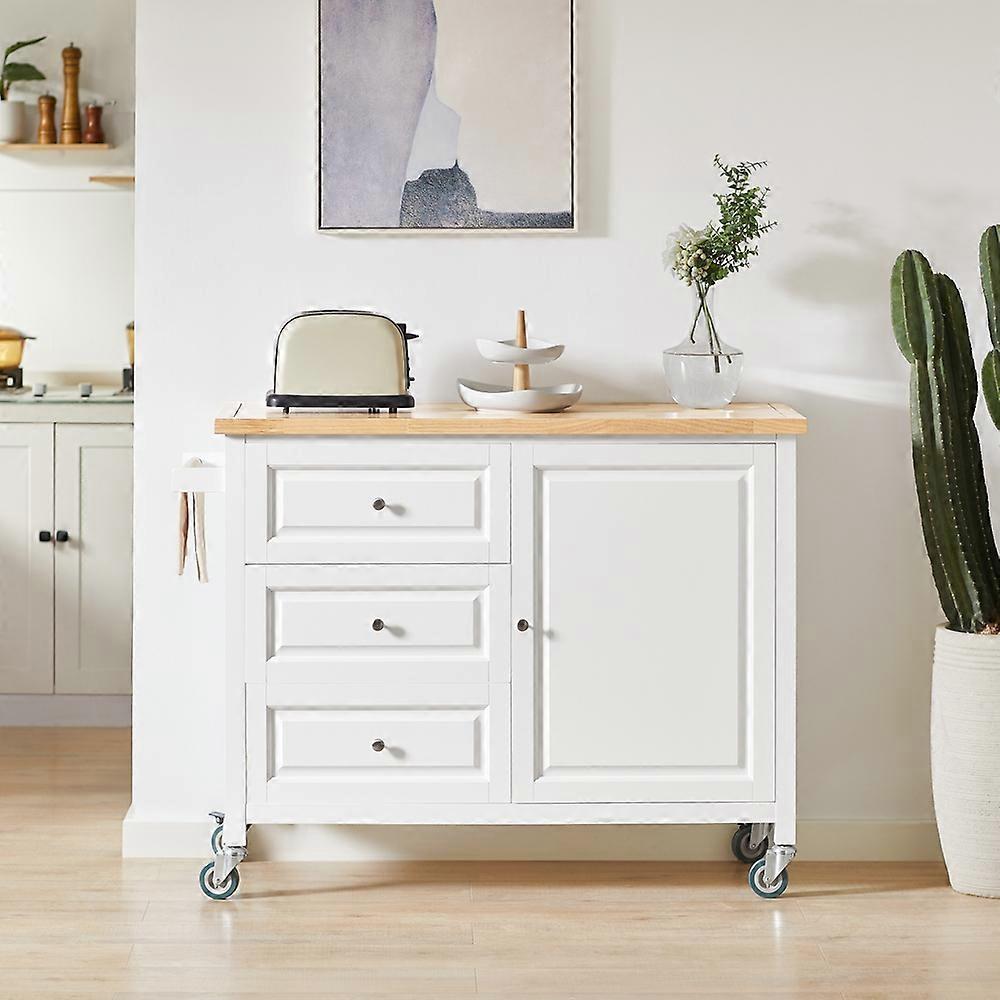Coast Keukeneiland 3 Lades - 120x45x92cm - Wit-Naturel