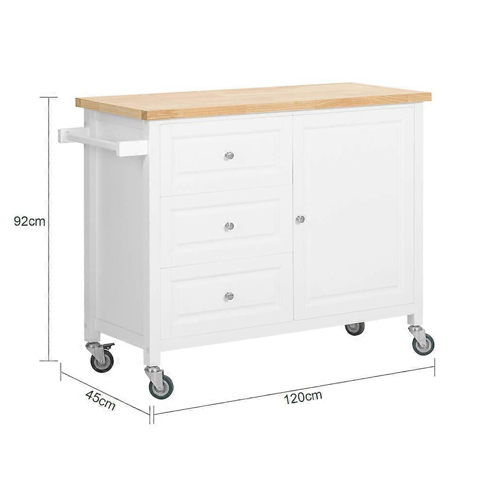 Coast Keukeneiland 3 Lades - 120x45x92cm - Wit-Naturel
