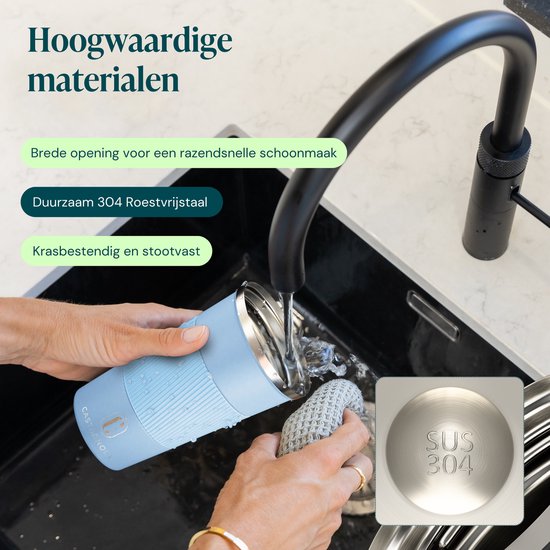 Castagnola Thermosbeker - Koffiebeker To Go - Travel Mug voor Koffie en Thee - Theebeker - 510 ML - RVS - Lichtblauw