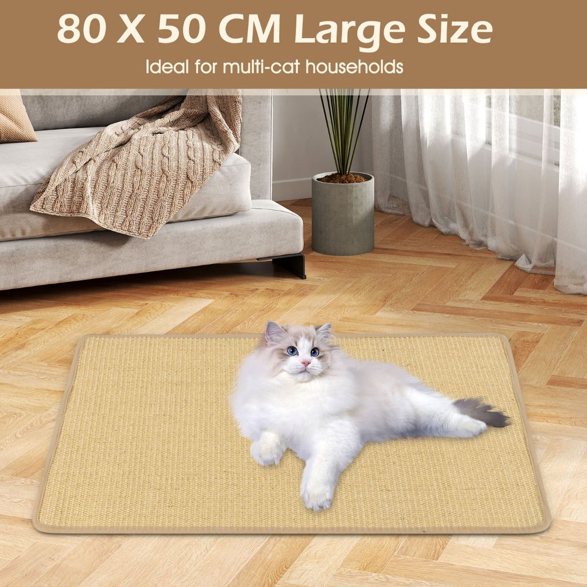 Coast Krabmatten Set - sisal - zelfklevend - 80 x 50 cm - natuurlijk