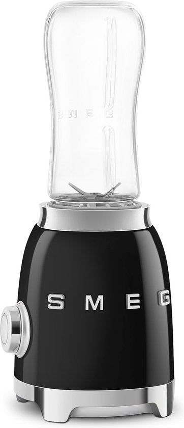SMEG PBF01BLEU - Persoonlijke blender - Zwart - 600 ml - 300W - Jaren '50 - incl. 2 fles-om-mee-te-nemen