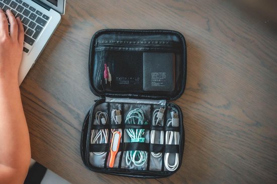 Kabel Organizer Etui - Geschikt voor eReaders, Opladers en Elektronica Accessoires - Reis Tasje voor Kabels - Sunflake