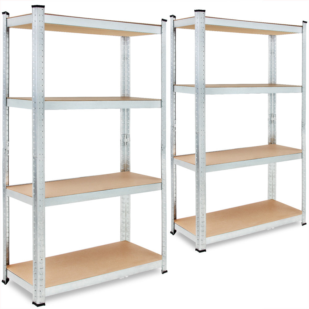 Monzana Opbergrekken - 2 Stuks & 8 MDF-Planken – tot 700kg Zilver