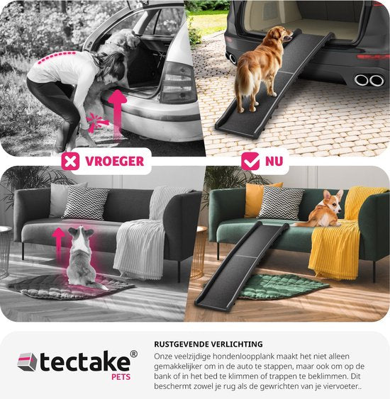 tectake® - Hondenloopplank Paw Step - Loopplank Hondentrap - Trap Hond - inklapbaar en antislip, tot 90kg