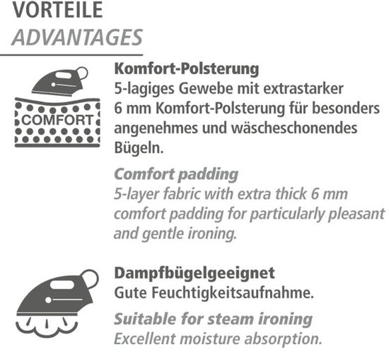 WENKO Air Comfort, Strijkijzermat, Blauw, Patroon, Katoen, 1300 mm, 650 mm