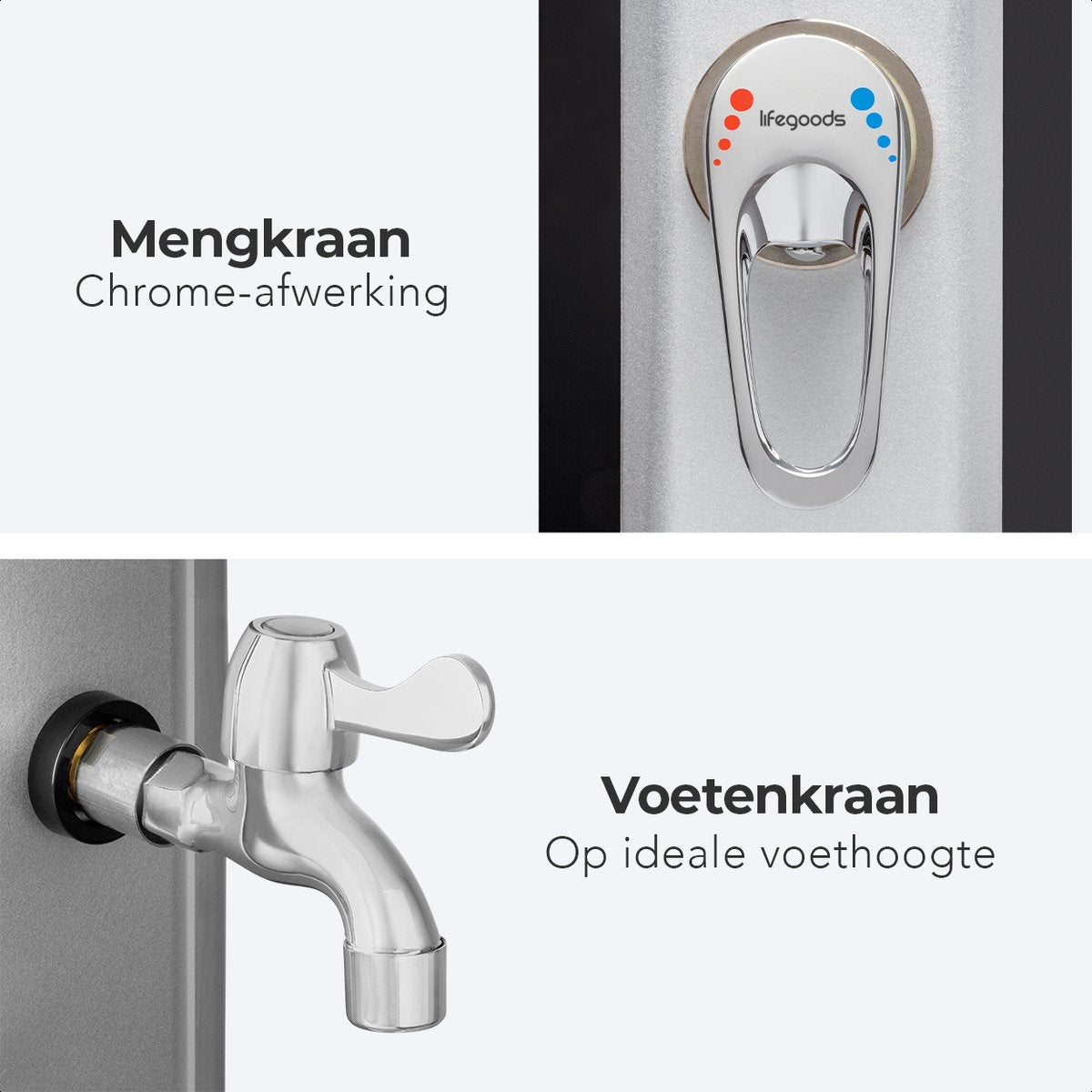 LifeGoods Buitendouche - Solar - 360° Draaibare Douchekop - 35L - Zwart/Zilver