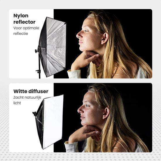 Auronic Softbox Studiolamp - Complete Set met Draagtas - 50x70 cm - Zwart