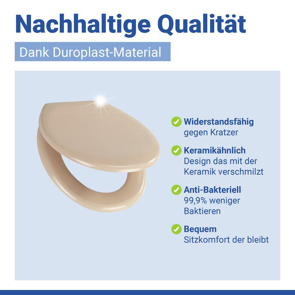 WENKO Ottana Toiletbril Beige - Duroplast - Easy-Close - Fix-Clip