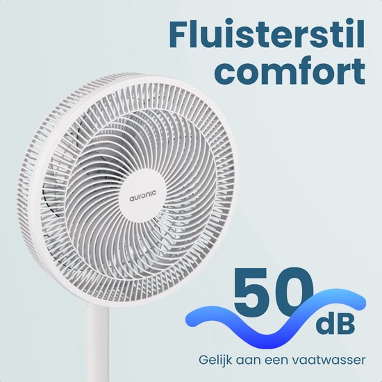 Auronic Staande Ventilator - 3 Snelheden - 85° Oscillatie - Verstelbaar 70-116 cm - Wit