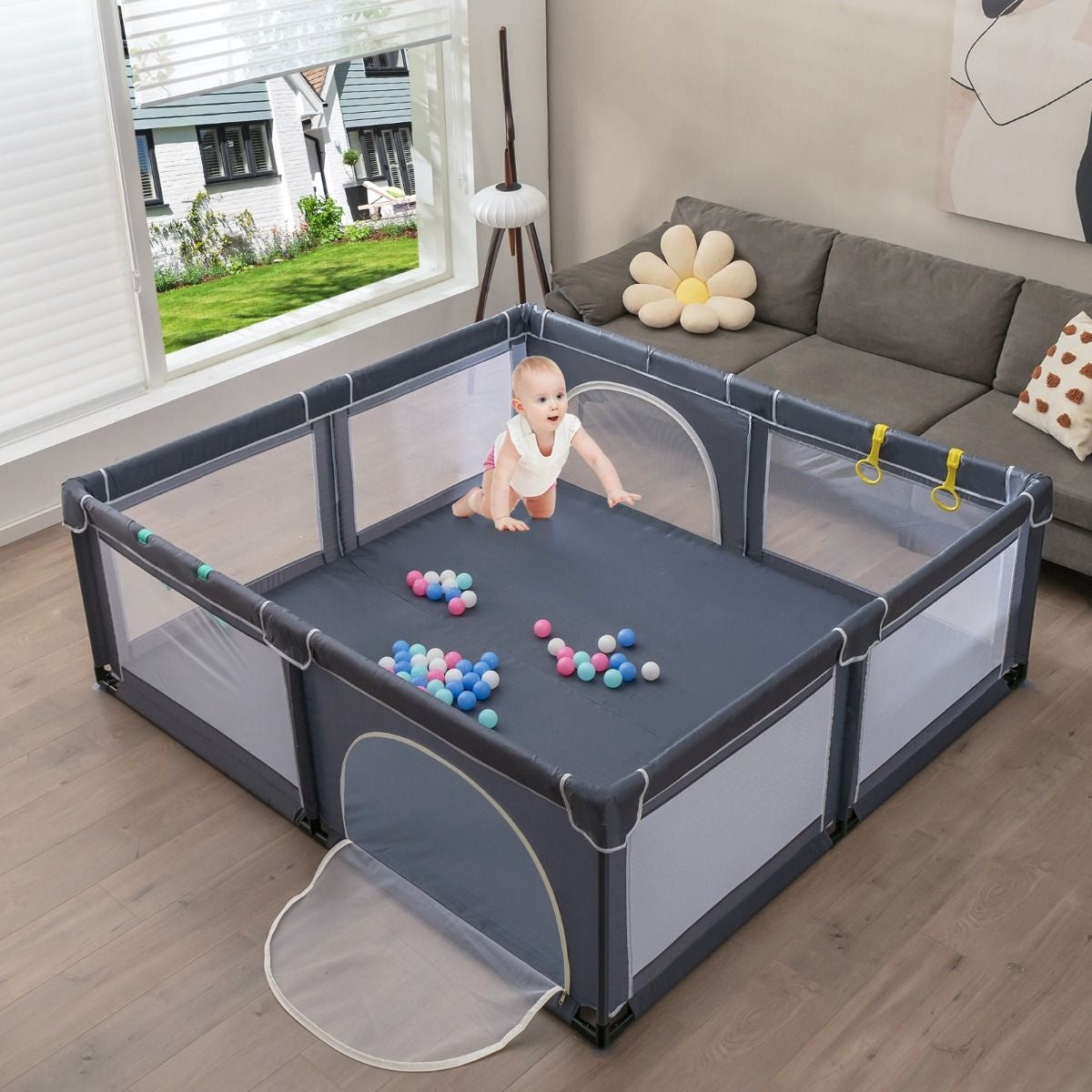 Coast Speelbox Playpen Baby - 206 x 185,5 x 68cm - Donkergrijs