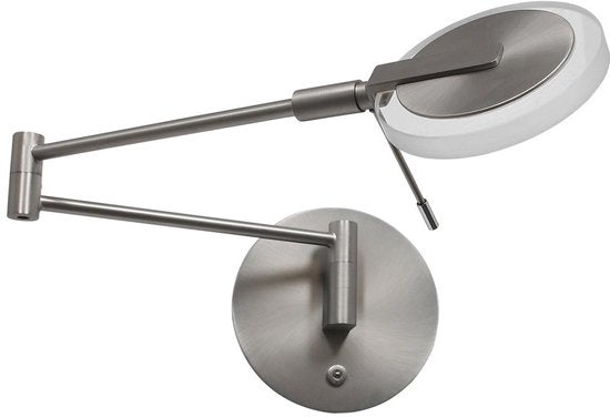 Steinhauer Turound LED - Wandlamp Modern - Staal - H:17cm - Ø:14cm - Universeel - Voor Binnen - Metaal - Wandlampen - Slaapkamer - Woonkamer